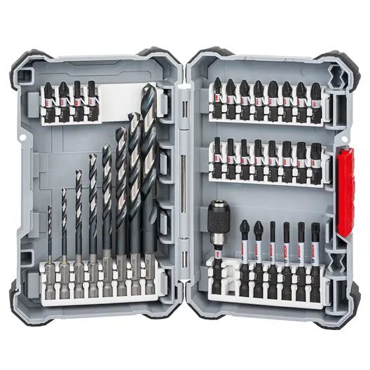 Комплект битове Bosch със свредла  1/4", 35 бр., Impact Control Multi Construction