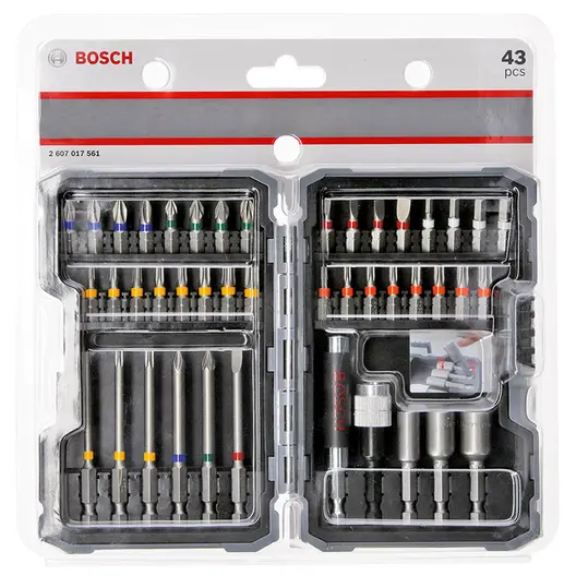 Комплект битове Bosch PH/PZ/SB/TX/SW с магнитен държач  1/4", 43 бр.