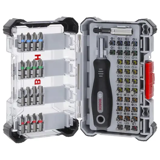 Комплект битове Bosch PH/PZ/SB/TX/SW с магнитен държач  1/4", 25 мм, 50 бр., Extra Hard