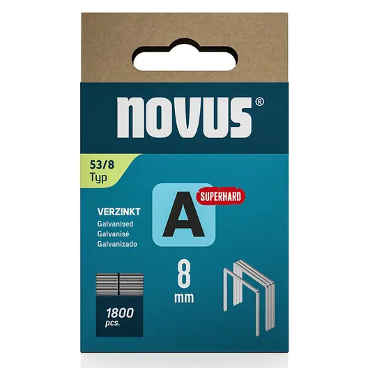 Скоби за такери Novus супер твърди  тип A53, 11.3x0.75x8 мм, 1800 бр.