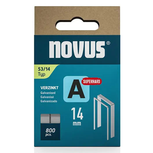 Скоби за такери Novus супер твърди  тип A53, 11.3x0.75x14 мм, 800 бр.