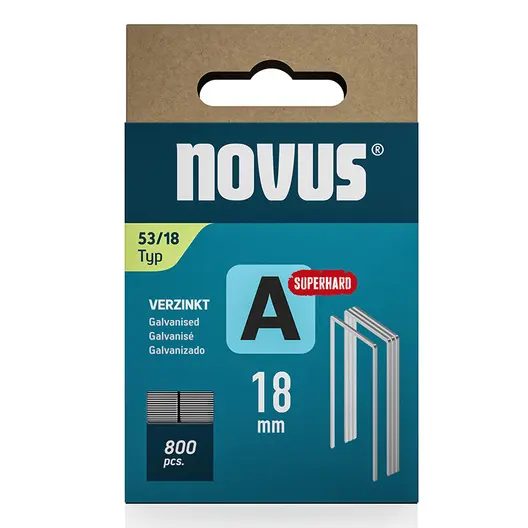 Скоби за такери Novus супер твърди  тип A53, 11.3x0.75x18 мм, 800 бр.