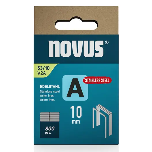 Скоби за такери Novus  тип A53, 11.3x0.75x10 мм, неръждаема стомана, 800 бр.
