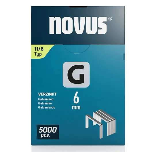 Скоби за такери Novus  тип G11, 10.6x1.25x6 мм, поцинкована стомана, 5000 бр.