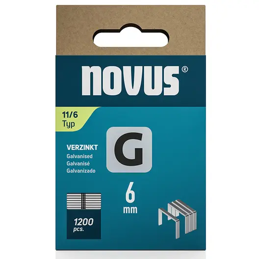 Скоби за такери Novus  тип G11, 10.6x1.25x6 мм, поцинкована стомана, 1200 бр.