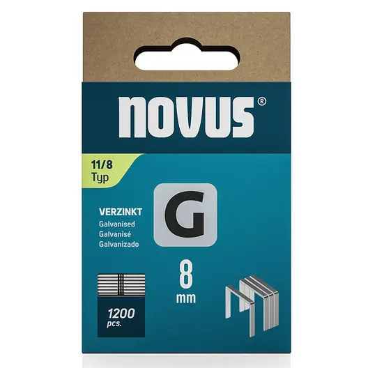 Скоби за такери Novus  тип G11, 10.6x1.25x8 мм, поцинкована стомана, 1200 бр.