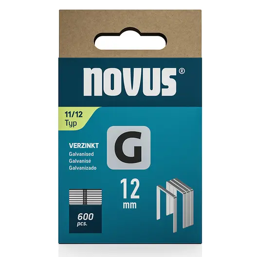 Скоби за такери Novus  тип G11, 10.6x1.25x12 мм, поцинкована стомана, 600 бр.