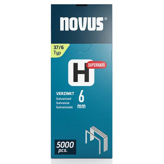 Скоби за такери Novus супер твърди  тип H37, 10.6x0.75x6 мм, 5000 бр.