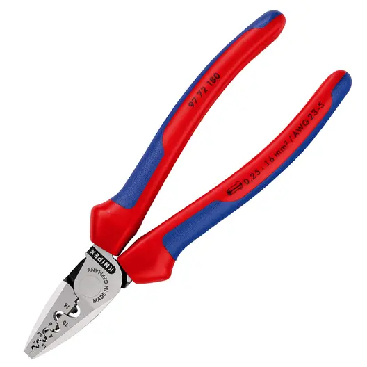 Кербовъчни клещи Knipex за кабелни накрайници  0.25-16 мм2, 180 мм, 97 72 180