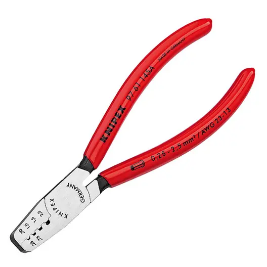 Кербовъчни клещи Knipex за кабелни накрайници  0.25-2.5 мм2, 145 мм, 97 61 145 A SB