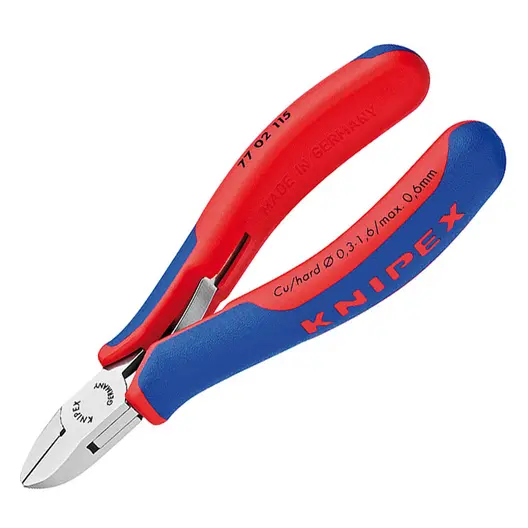 Странични клещи резачки Knipex за електроника  с отваряща пружина, 115 мм, 77 02 115 SB
