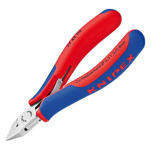 Странични клещи резачки Knipex за електроника  с отваряща пружина, 115 мм, 77 42 115