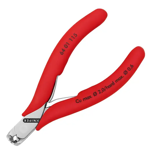 Челни клещи резачки Knipex за електроника  с отваряща пружина, 115 мм, 64 01 115