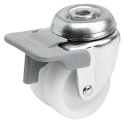 Полипропиленово мебелно колело Alex сдвоено, завиващо, с отвор и спирачка  50 мм, 90 кг, I-White BP 1-0391 - product - 048 ALX 145