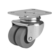 Полипропиленово мебелно колело Alex с каучуков бандаж сдвоено, завиващо с планка  50 мм, 50 кг, IB-PGI 1-0266 - product - 048 ALX 167