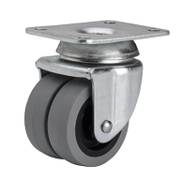 Полипропиленово мебелно колело Alex с каучуков бандаж сдвоено, завиващо с планка  50 мм, 50 кг, I-PGI 1-0395 - product - 048 ALX 163