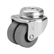 Полипропиленово мебелно колело Alex с каучуков бандаж сдвоено, завиващо с отвор  30 мм, 30 кг, IB-PGI 1-0275 - product - 048 ALX 208