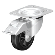 Колело промишлено Blickle полипропиленово с каучуков бандаж, завиващо с планка и спирачка 80 мм, 50 кг, LE-VPP 80R-FI - product - 048 BKL 088