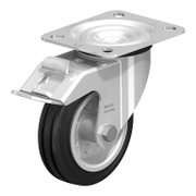 Колело промишлено Blickle метално с каучуков бандаж завиващо с планка и спирачка 100 мм, 70 кг, LE-VE 100R-FI - product - 048 BKL 094