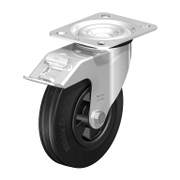 Колело промишлено Blickle полипропиленово с каучуков бандаж, завиващо с планка и спирачка 125 мм, 100 кг, LE-VPP 125R-FI - product - 048 BKL 097