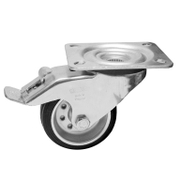 Колело промишлено Blickle метално с каучуков бандаж завиващо с планка и спирачка 80 мм, 50 кг, LE-VE 80R-FI - product - 048 BKL 093