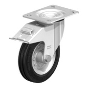 Колело промишлено Blickle метално с каучуков бандаж завиващо с планка и спирачка 160 мм, 135 кг, LE-VE 160R-FI - product - 048 BKL 106