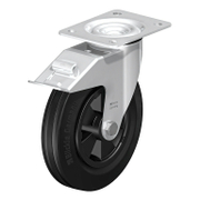 Колело промишлено Blickle полипропиленово с каучуков бандаж, завиващо с планка и спирачка 200 мм, 205 кг, LE-VPP 200R-FI - product - 048 BKL 109