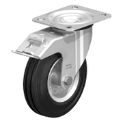 Колело промишлено Blickle метално с каучуков бандаж завиващо с планка и спирачка 125 мм, 100 кг, LE-VE 125R-FI - product - 048 BKL 100