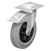 Колело промишлено Blickle полипропиленово с каучуков бандаж, завиващо с планка и спирачка 200 мм, 205 кг, LE-VPP 200R-FI-SG - product - 048 BKL 507