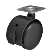 Полиамидно мебелно колело Kama сдвоено, завиващо, с планка и спирачка  50 мм, 40 кг - product - 048 KMA 467