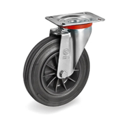 Колело промишлено Tellure Rota полипропиленово с каучуков бандаж завиващо с планка 200 мм, 225 кг, Series 51 - product - 048 MIP 040