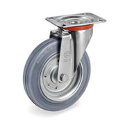 Колело промишлено Tellure Rota метално с каучуков бандаж завиващо с планка 100 мм, 80 кг, Series 23 - product - 048 MIP 089