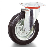 Колело промишлено Tellure Rota метално с каучуков бандаж завиващо с планка 100 мм, 80 кг, Series 53 - product - 048 MIP 117