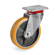 Колело промишлено Tellure Rota чугунено с полиуретанов бандаж завиващо с планка 200 мм, 1000 кг, Series 65 - product - 048 MIP 121