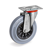 Колело промишлено Tellure Rota полипропиленово с каучуков бандаж завиващо с планка 150 мм, 130 кг, Series 22 - product - 048 MIP 221