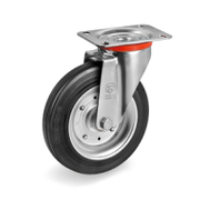 Колело промишлено Tellure Rota метално с каучуков бандаж завиващо с планка 200 мм, 230 кг, Series 53 - product - 048 MIP 248