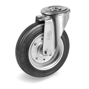 Колело промишлено Tellure Rota метално с каучуков бандаж завиващо с отвор 100 мм, 80 кг, Series 53 - product - 048 MIP 259