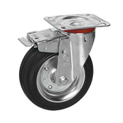 Колело промишлено Tellure Rota метално с каучуков бандаж завиващо с планка и спирачка 80 мм, 65 кг, Series 53 - product - 048 MIP 252