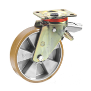 Колело промишлено Tellure Rota алуминиево с полиуретанов бандаж завиващо с планка и спирачка 150 мм, 600 кг, Series 65 - product - 048 MIP 369