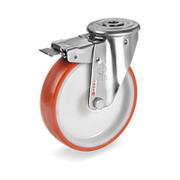 Колело промишлено Tellure Rota полиамидно с полиуретанов бандаж завиващо с планка и спирачка 80 мм, 120 кг, Series 60 - product - 048 MIP 399