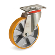 Колело промишлено Tellure Rota алуминиево с полиуретанов бандаж завиващо с планка 125 мм, 350 кг, Series 65 - product - 048 MIP 406