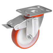 Колело промишлено Tellure Rota полиамидно с полиуретанов бандаж завиващо с планка и спирачка 100 мм, 170 кг, Series 60 - product - 048 MIP 403