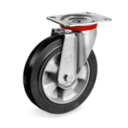 Колело промишлено Tellure Rota алуминиево с каучуков бандаж завиващо с планка 200 мм, 300 кг, Series 72 Al - product - 048 MIP 487