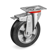 Колело промишлено Tellure Rota полиамидно с TPU бандаж завиващо с планка и спирачка 200 мм, 300 кг, Series 72 Al - product - 048 MIP 489