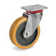 Колело промишлено Tellure Rota алуминиево с полиуретанов бандаж завиващо с планка 200 мм, 1600 кг, Series 64 - product - 048 MIP 571