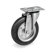 Колело промишлено Tellure Rota метално с каучуков бандаж завиващо с планка 200 мм, 230 кг, Series 05 - product - 048 MIP 727