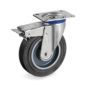 Колело промишлено Tellure Rota полиамидно с TPU бандаж завиващо с планка и спирачка 150 мм, 400 кг, Series 72 GH - product - 048 MIP 721