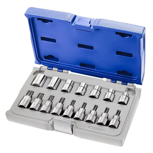 Гедоре комплект Expert вложки с накрайници  16 бр., 1/2", E10 - E24, TX20 - TX60