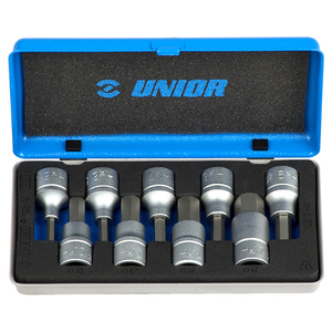 Гедоре комплект Unior вложки с накрайници 9 бр., 5-17 мм х 1/2", 192/14