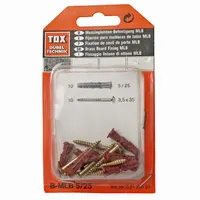 Дюбел пластмасов Tox с опорен пръстен и винт PZ  ф 5x25 мм, 10 бр./опак., TFS